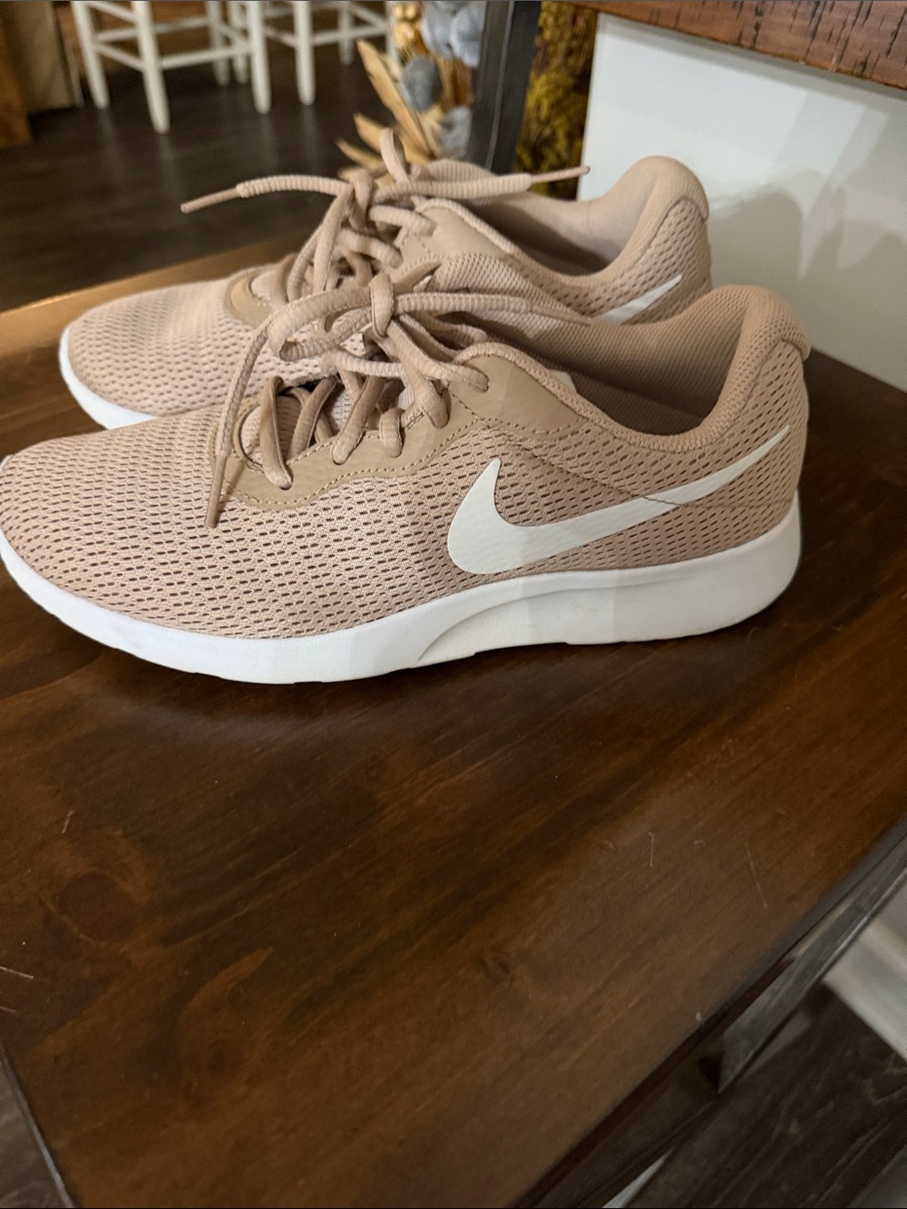 Nike Women's Athletic Sneakers - tan with White Swoosh